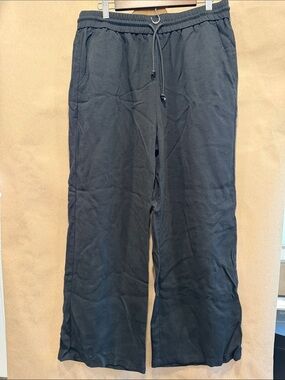 HALARA Black Wide-Leg Drawstring Lounge Pants